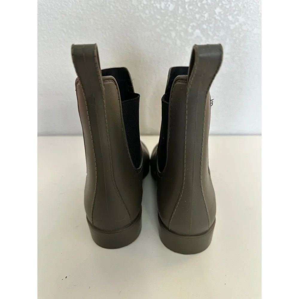 Storm by Cougar Womens Olive Green Rubber Chelsea Rain Boots Size 6